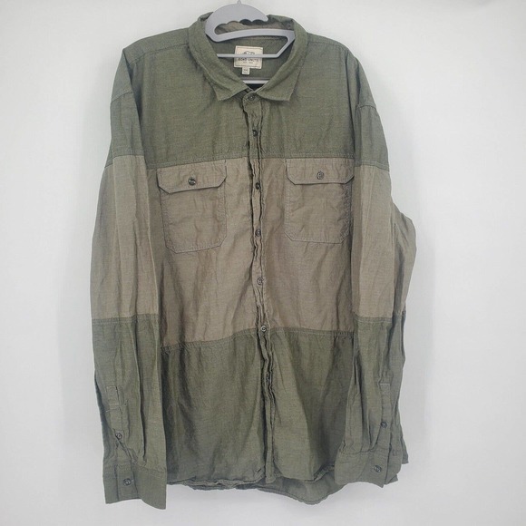 ECKO‎ UNLTD Button Down Shirt Mens 3XL Green Gray Long Sleeve Collared Cotton - Picture 1 of 11